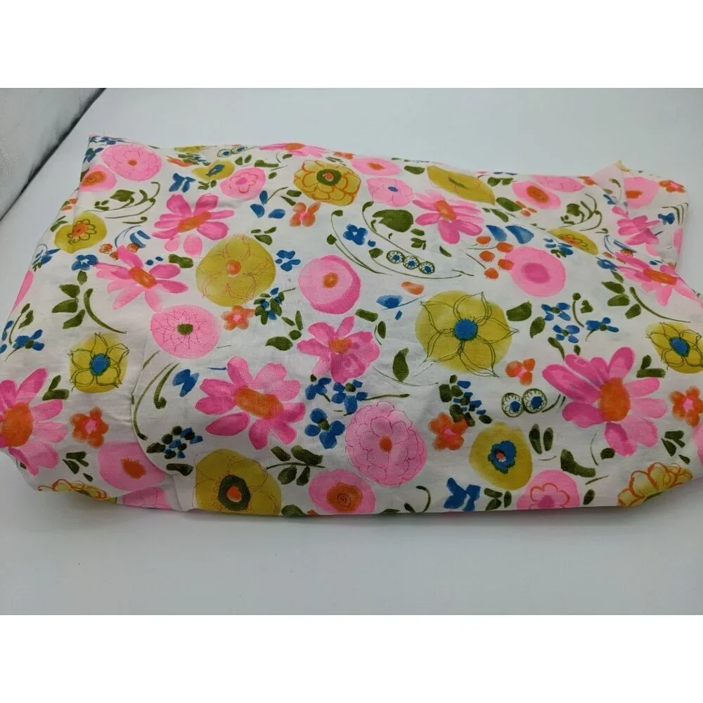 vtg M Lowenstein & Sons Fabric floral flower 70's cottage 44 x 4.5 yards pink fl